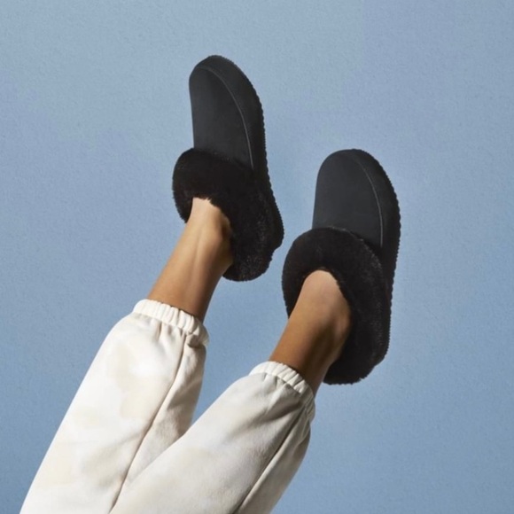 Sorel Go Coffee Run Slippers Black Suede Leather Fur Slip On Shoes NWT - Picture 5 of 16